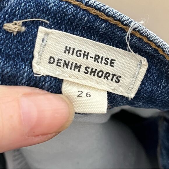 MADEWELL high rise denim shortie cutoff jean shorts size 26 medium wash - Picture 5 of 6